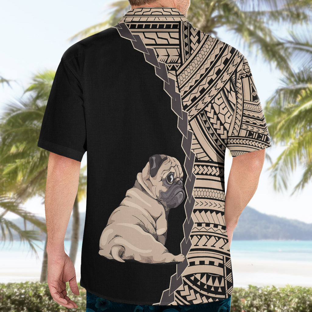 Custom Pug Dog Hawaiian Shirt With Polynesian Tribal Tattoo LT6 - Wonder Print Shop