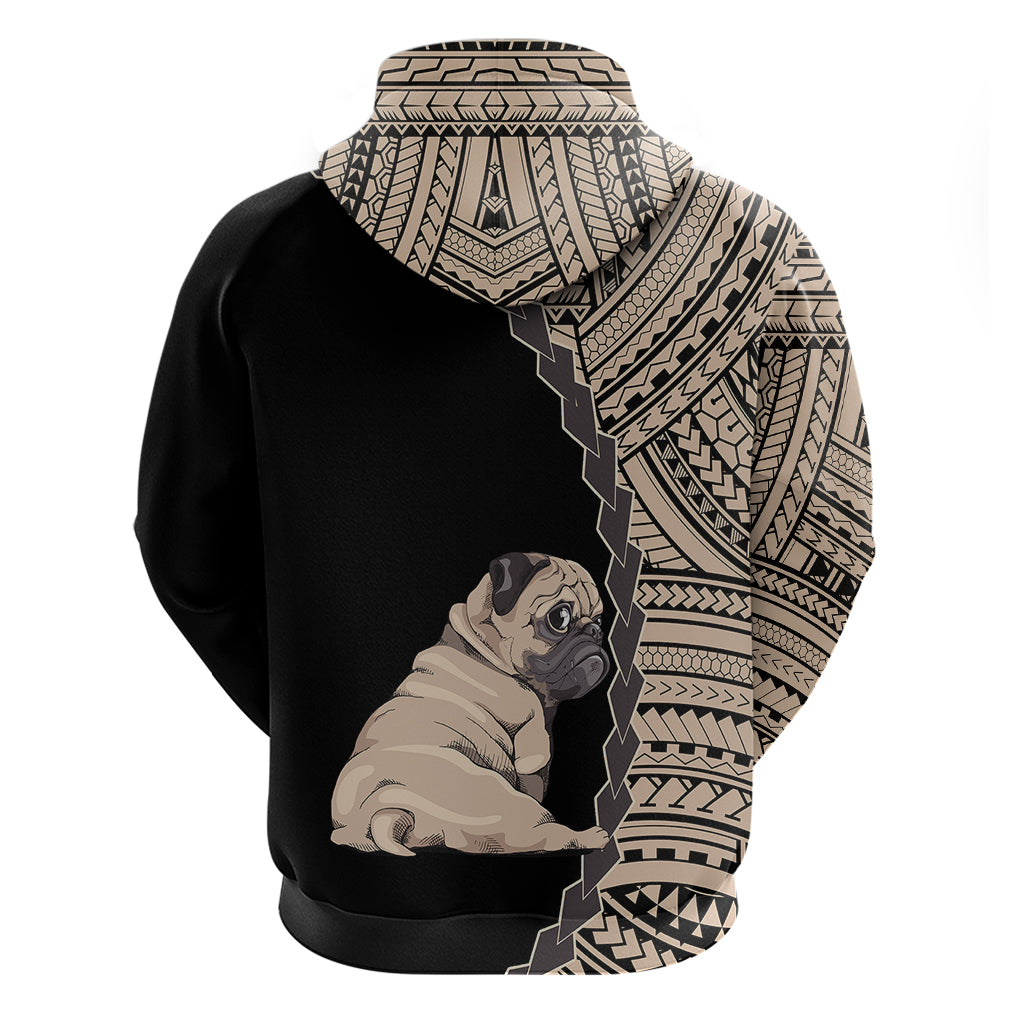 Custom Pug Dog Hoodie With Polynesian Tribal Tattoo LT6 - Wonder Print Shop