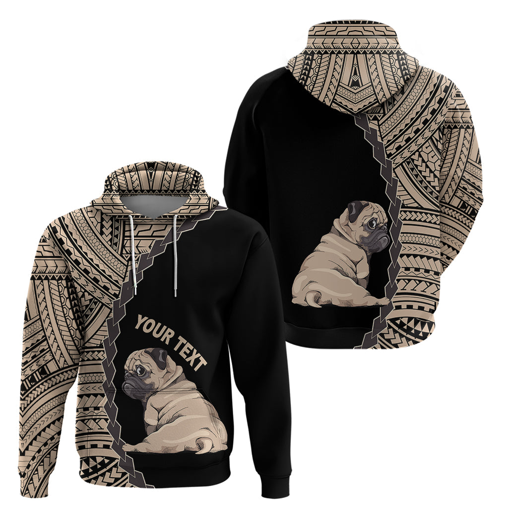 Custom Pug Dog Hoodie With Polynesian Tribal Tattoo LT6 - Wonder Print Shop