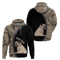 Custom Pug Dog Hoodie With Polynesian Tribal Tattoo LT6 - Wonder Print Shop