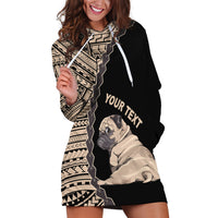 Custom Pug Dog Hoodie Dress With Polynesian Tribal Tattoo LT6 - Wonder Print Shop