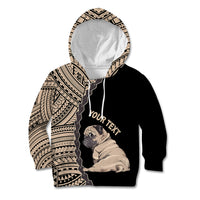 Custom Pug Dog Kid Hoodie With Polynesian Tribal Tattoo LT6 - Wonder Print Shop