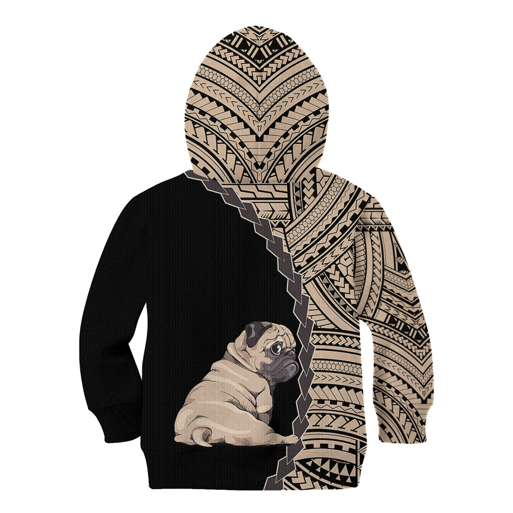 Custom Pug Dog Kid Hoodie With Polynesian Tribal Tattoo LT6 - Wonder Print Shop