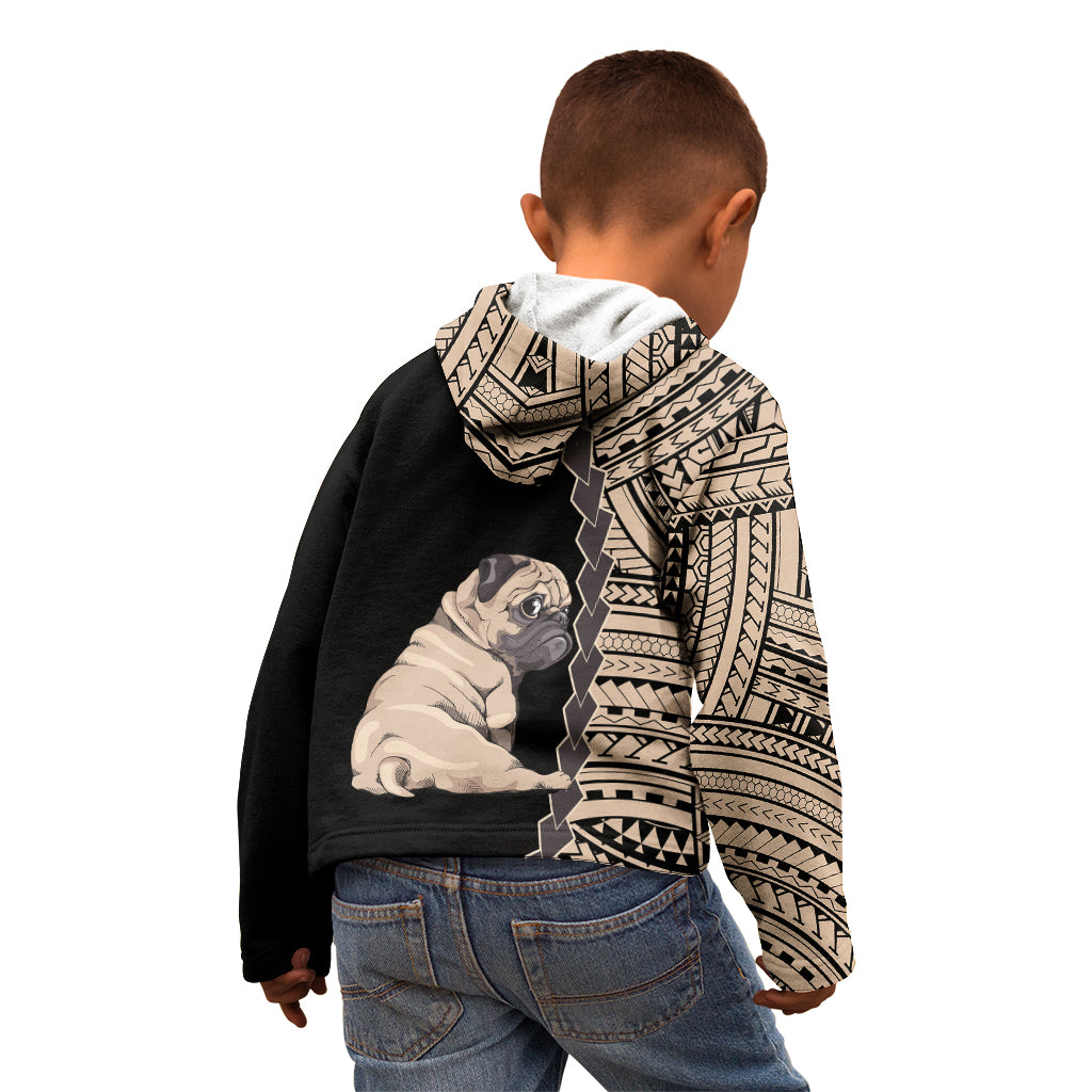 Custom Pug Dog Kid Hoodie With Polynesian Tribal Tattoo LT6 - Wonder Print Shop