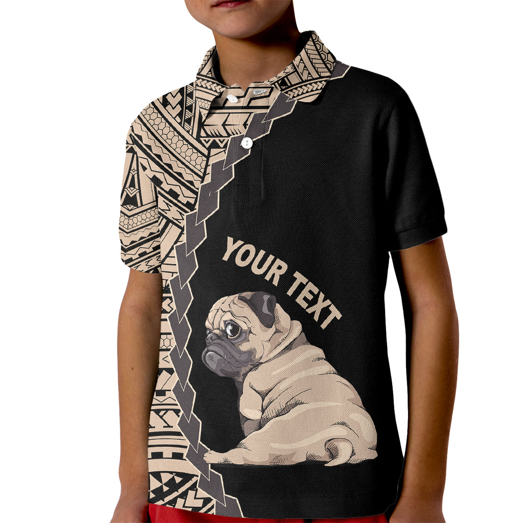 Custom Pug Dog Kid Polo Shirt With Polynesian Tribal Tattoo LT6 - Wonder Print Shop