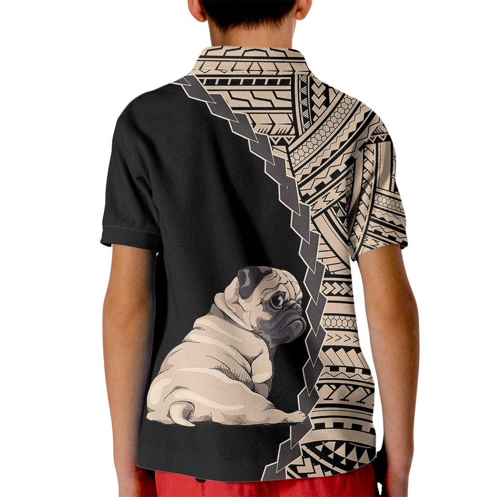 Custom Pug Dog Kid Polo Shirt With Polynesian Tribal Tattoo LT6 - Wonder Print Shop