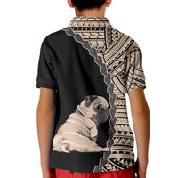 Custom Pug Dog Kid Polo Shirt With Polynesian Tribal Tattoo LT6 - Wonder Print Shop