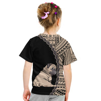 Custom Pug Dog Kid T Shirt With Polynesian Tribal Tattoo LT6 - Wonder Print Shop
