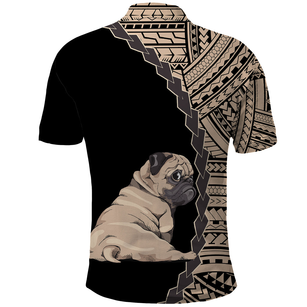 Custom Pug Dog Polo Shirt With Polynesian Tribal Tattoo LT6 - Wonder Print Shop