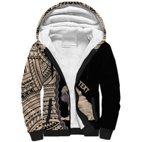 Custom Pug Dog Sherpa Hoodie With Polynesian Tribal Tattoo LT6 - Wonder Print Shop