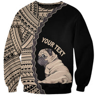 Custom Pug Dog Sweatshirt With Polynesian Tribal Tattoo LT6 - Wonder Print Shop