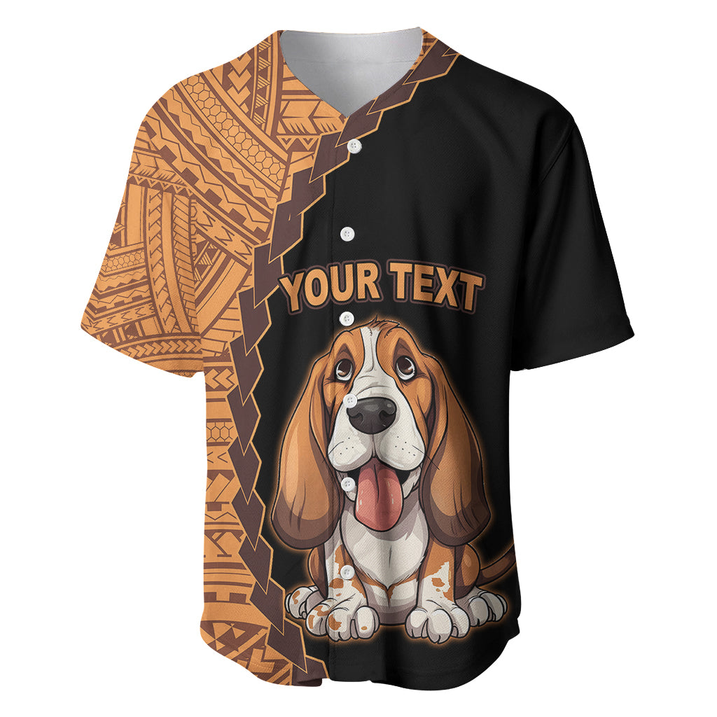 Custom Basset Hound Dog Baseball Jersey With Polynesian Tribal Tattoo LT6 - Wonder Print Shop