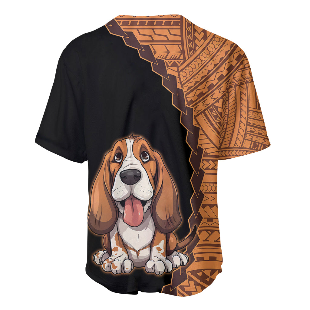 Custom Basset Hound Dog Baseball Jersey With Polynesian Tribal Tattoo LT6 - Wonder Print Shop