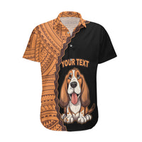 Custom Basset Hound Dog Hawaiian Shirt With Polynesian Tribal Tattoo LT6 - Wonder Print Shop