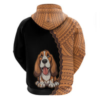 Custom Basset Hound Dog Hoodie With Polynesian Tribal Tattoo LT6 - Wonder Print Shop