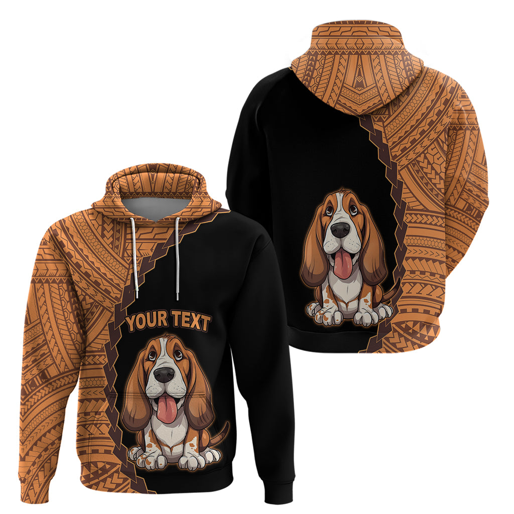 Custom Basset Hound Dog Hoodie With Polynesian Tribal Tattoo LT6 - Wonder Print Shop