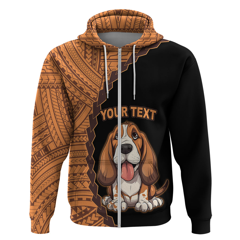 Custom Basset Hound Dog Hoodie With Polynesian Tribal Tattoo LT6 - Wonder Print Shop