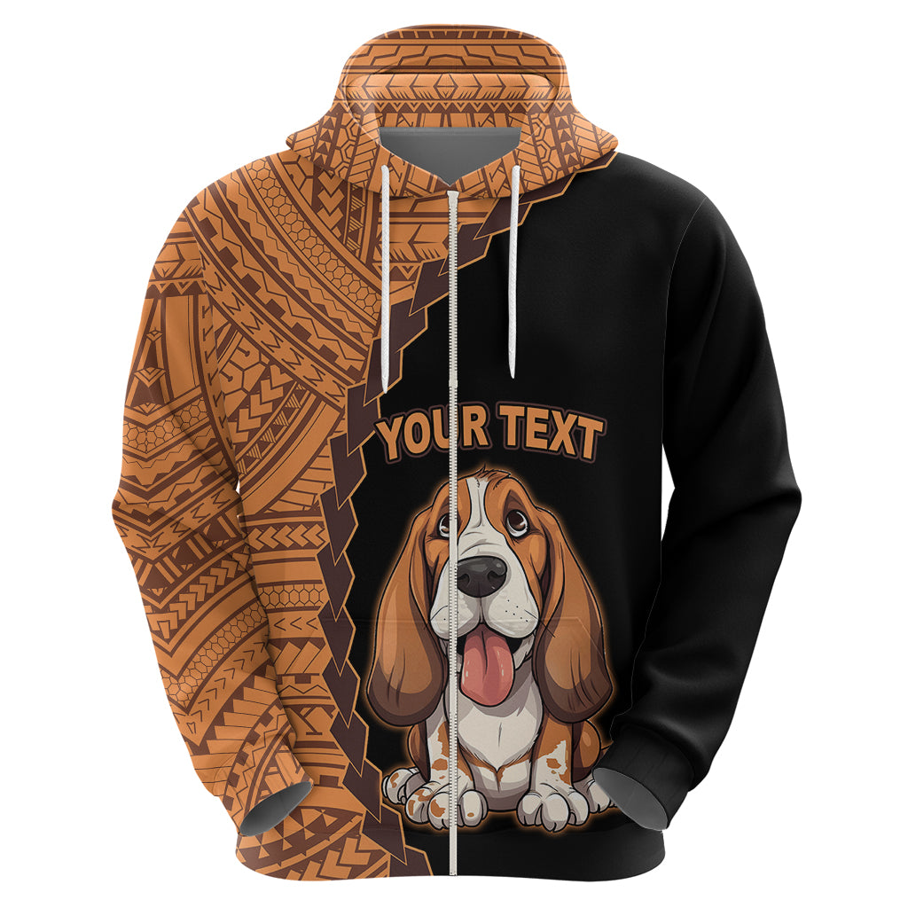 Custom Basset Hound Dog Hoodie With Polynesian Tribal Tattoo LT6 - Wonder Print Shop