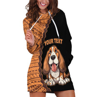 Custom Basset Hound Dog Hoodie Dress With Polynesian Tribal Tattoo LT6 - Wonder Print Shop