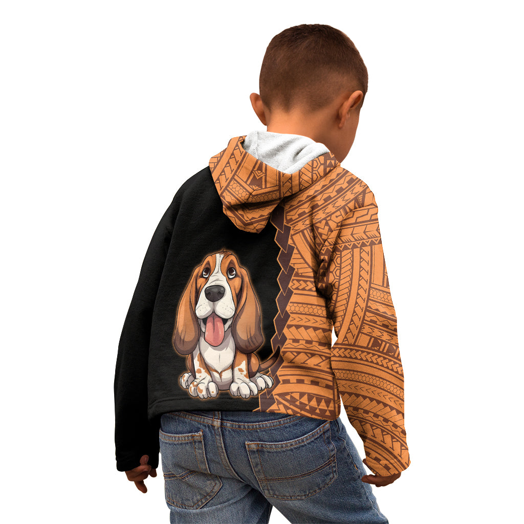 Custom Basset Hound Dog Kid Hoodie With Polynesian Tribal Tattoo LT6 - Wonder Print Shop