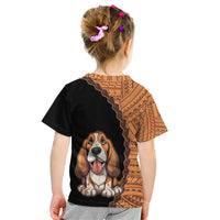 Custom Basset Hound Dog Kid T Shirt With Polynesian Tribal Tattoo LT6 - Wonder Print Shop