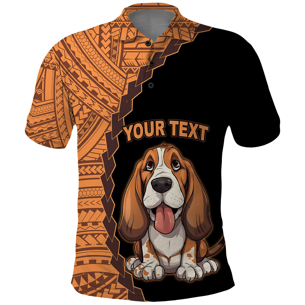 Custom Basset Hound Dog Polo Shirt With Polynesian Tribal Tattoo LT6 - Wonder Print Shop