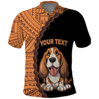 Custom Basset Hound Dog Polo Shirt With Polynesian Tribal Tattoo LT6 - Wonder Print Shop