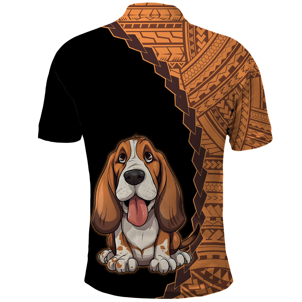 Custom Basset Hound Dog Polo Shirt With Polynesian Tribal Tattoo LT6 - Wonder Print Shop