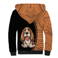 Custom Basset Hound Dog Sherpa Hoodie With Polynesian Tribal Tattoo LT6 - Wonder Print Shop