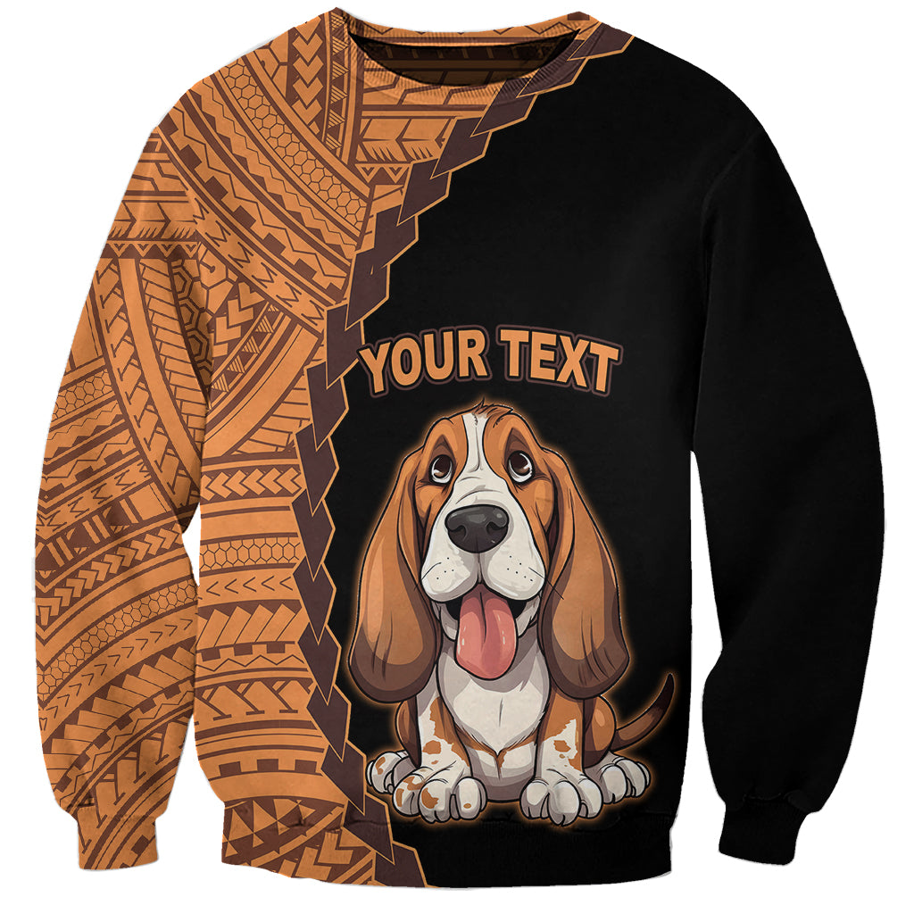 Custom Basset Hound Dog Sweatshirt With Polynesian Tribal Tattoo LT6 - Wonder Print Shop
