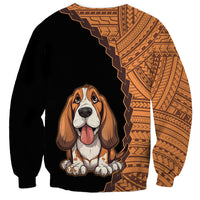 Custom Basset Hound Dog Sweatshirt With Polynesian Tribal Tattoo LT6 - Wonder Print Shop