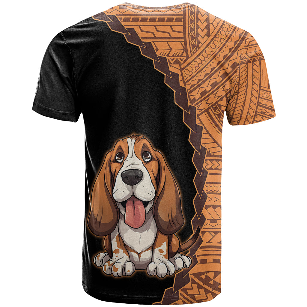 Custom Basset Hound Dog T Shirt With Polynesian Tribal Tattoo LT6 - Wonder Print Shop