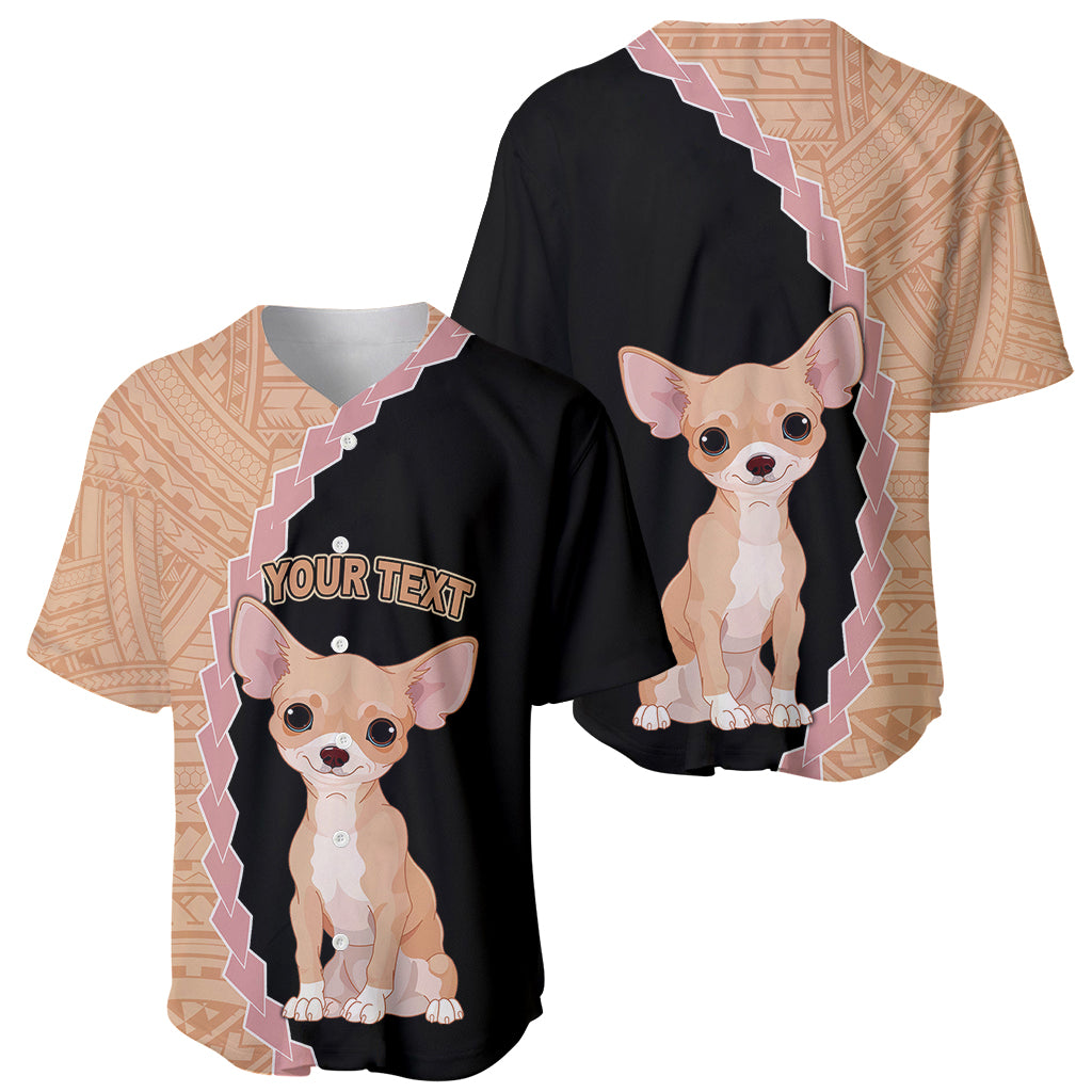 Custom Chihuahua Dog Baseball Jersey With Polynesian Tribal Tattoo LT6 - Wonder Print Shop