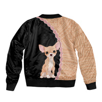 Custom Chihuahua Dog Bomber Jacket With Polynesian Tribal Tattoo LT6 - Wonder Print Shop