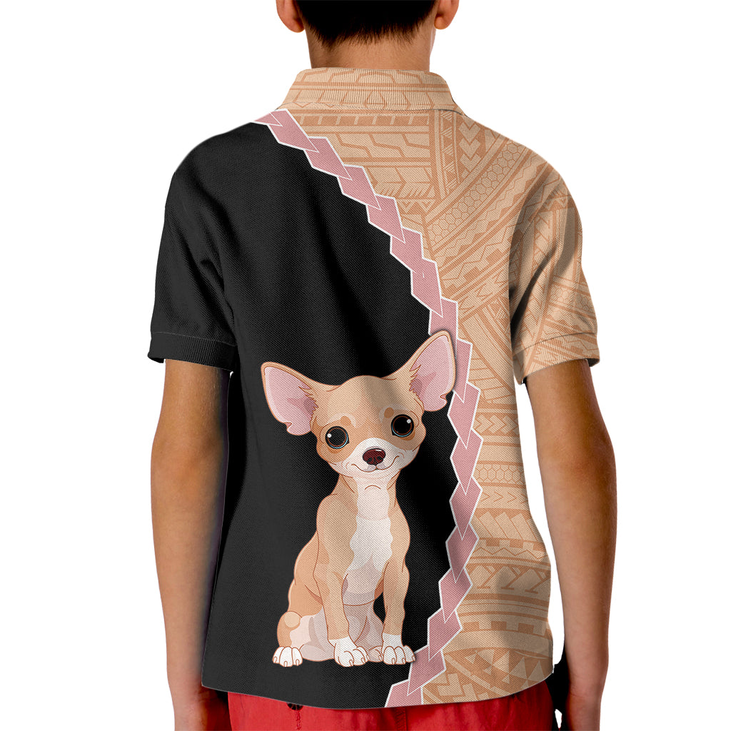 Custom Chihuahua Dog Kid Polo Shirt With Polynesian Tribal Tattoo LT6 - Wonder Print Shop