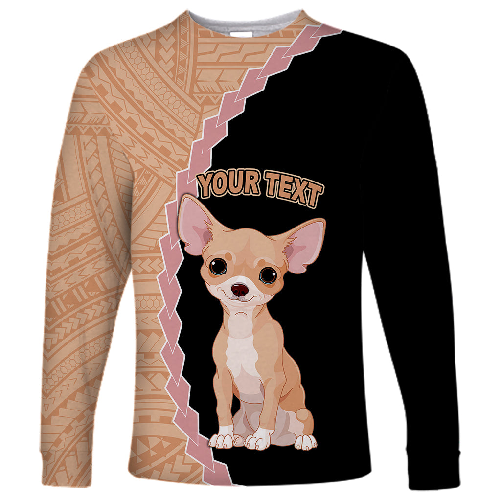 Custom Chihuahua Dog Long Sleeve Shirt With Polynesian Tribal Tattoo LT6 - Wonder Print Shop