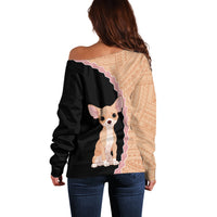Custom Chihuahua Dog Off Shoulder Sweater With Polynesian Tribal Tattoo LT6 - Wonder Print Shop