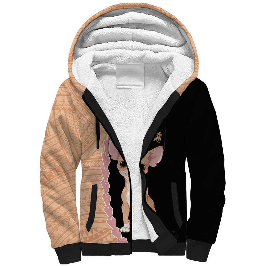 Custom Chihuahua Dog Sherpa Hoodie With Polynesian Tribal Tattoo LT6 - Wonder Print Shop