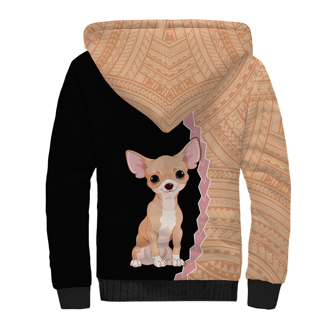 Custom Chihuahua Dog Sherpa Hoodie With Polynesian Tribal Tattoo LT6 - Wonder Print Shop