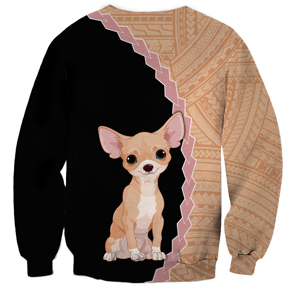 Custom Chihuahua Dog Sweatshirt With Polynesian Tribal Tattoo LT6 - Wonder Print Shop