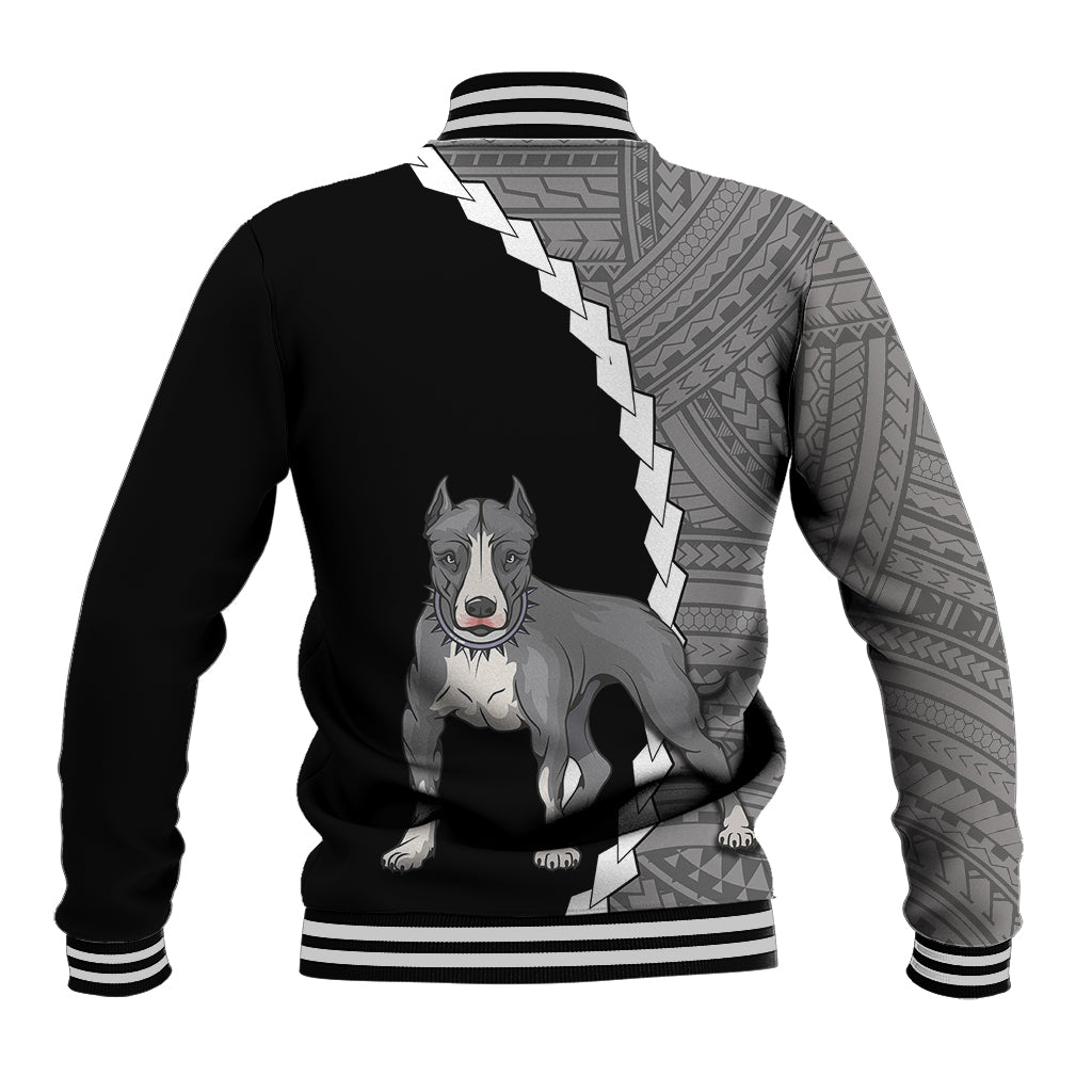 Custom Pitbull Dog Baseball Jacket With Polynesian Tribal Tattoo LT6 - Wonder Print Shop