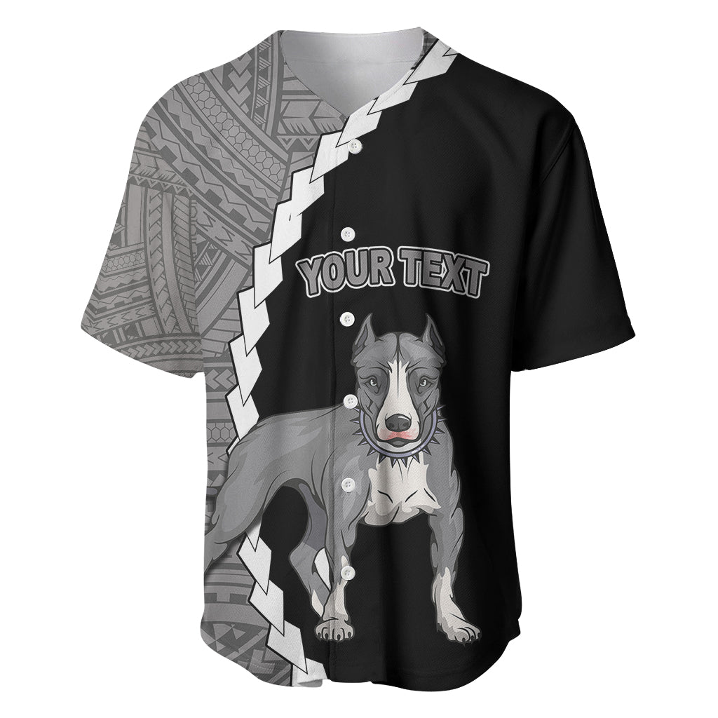 Custom Pitbull Dog Baseball Jersey With Polynesian Tribal Tattoo LT6 - Wonder Print Shop