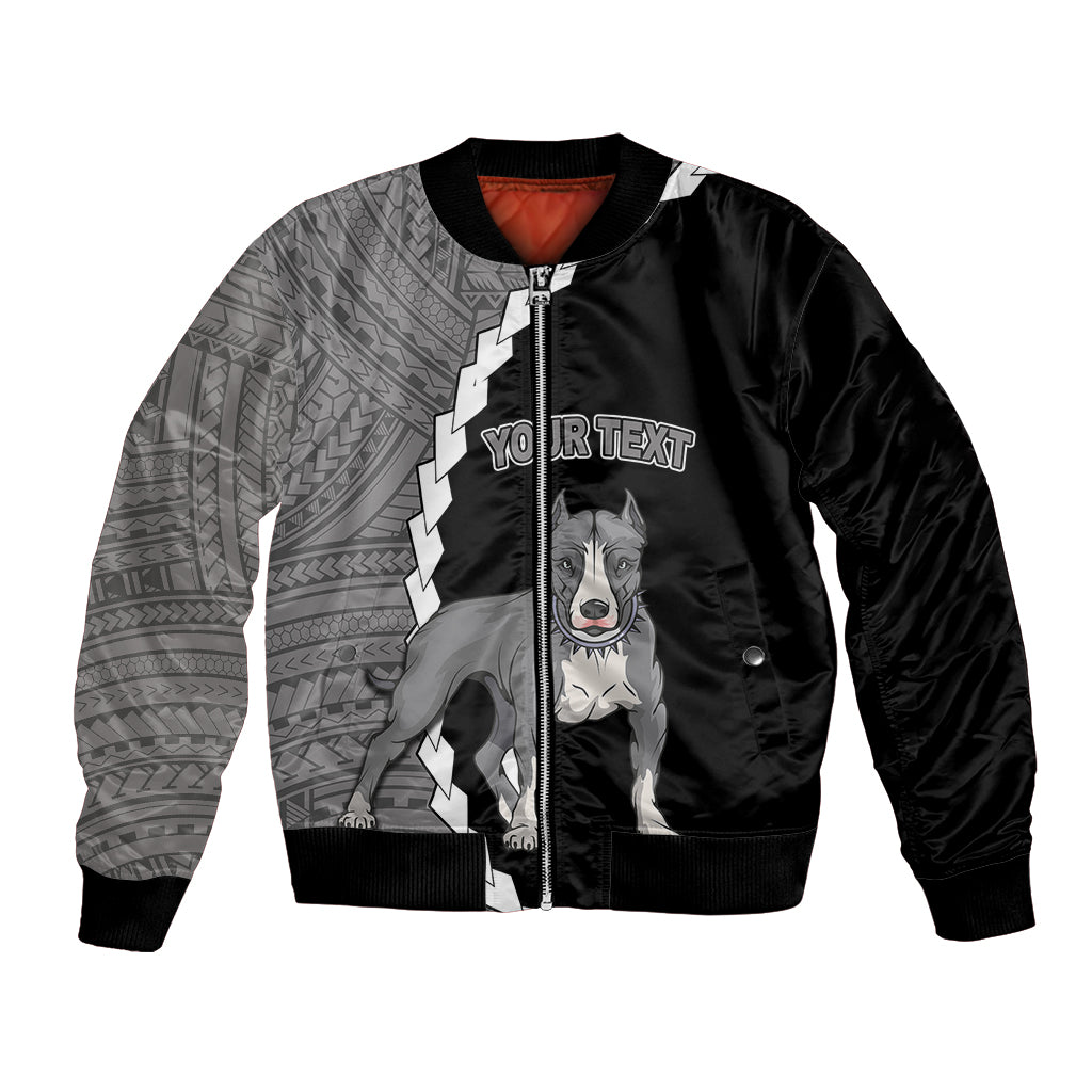 Custom Pitbull Dog Bomber Jacket With Polynesian Tribal Tattoo LT6 - Wonder Print Shop