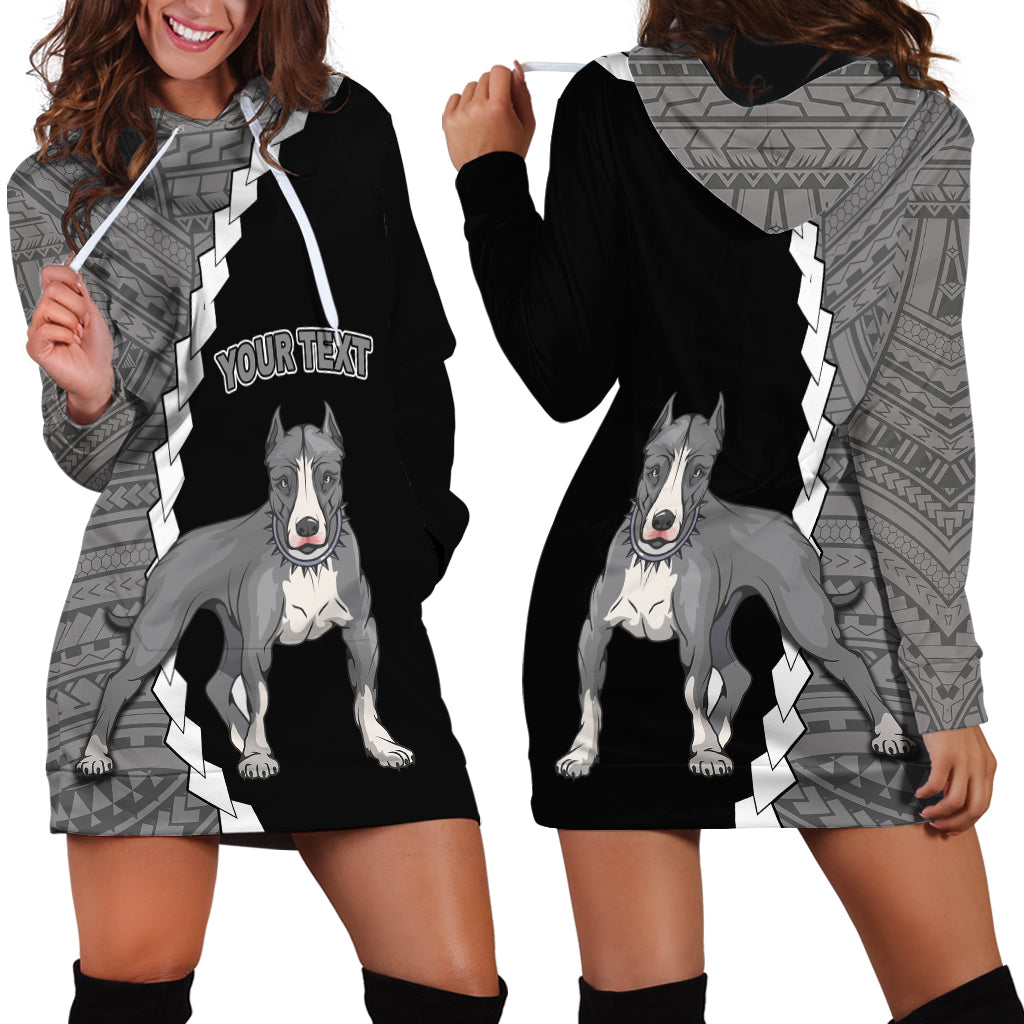 Custom Pitbull Dog Hoodie Dress With Polynesian Tribal Tattoo LT6 - Wonder Print Shop