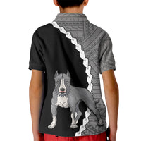 Custom Pitbull Dog Kid Polo Shirt With Polynesian Tribal Tattoo LT6 - Wonder Print Shop
