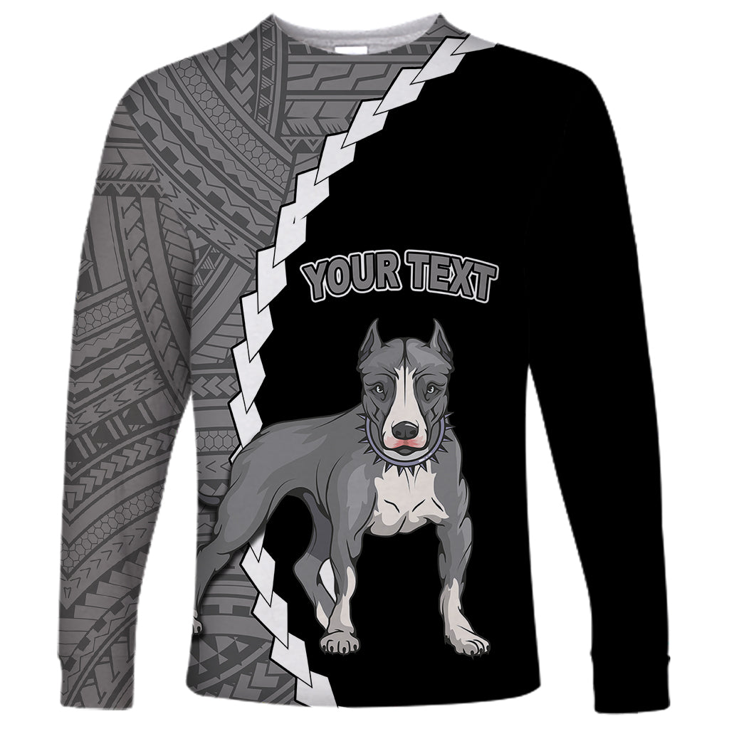 Custom Pitbull Dog Long Sleeve Shirt With Polynesian Tribal Tattoo LT6 - Wonder Print Shop