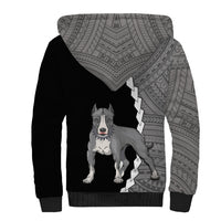 Custom Pitbull Dog Sherpa Hoodie With Polynesian Tribal Tattoo LT6 - Wonder Print Shop