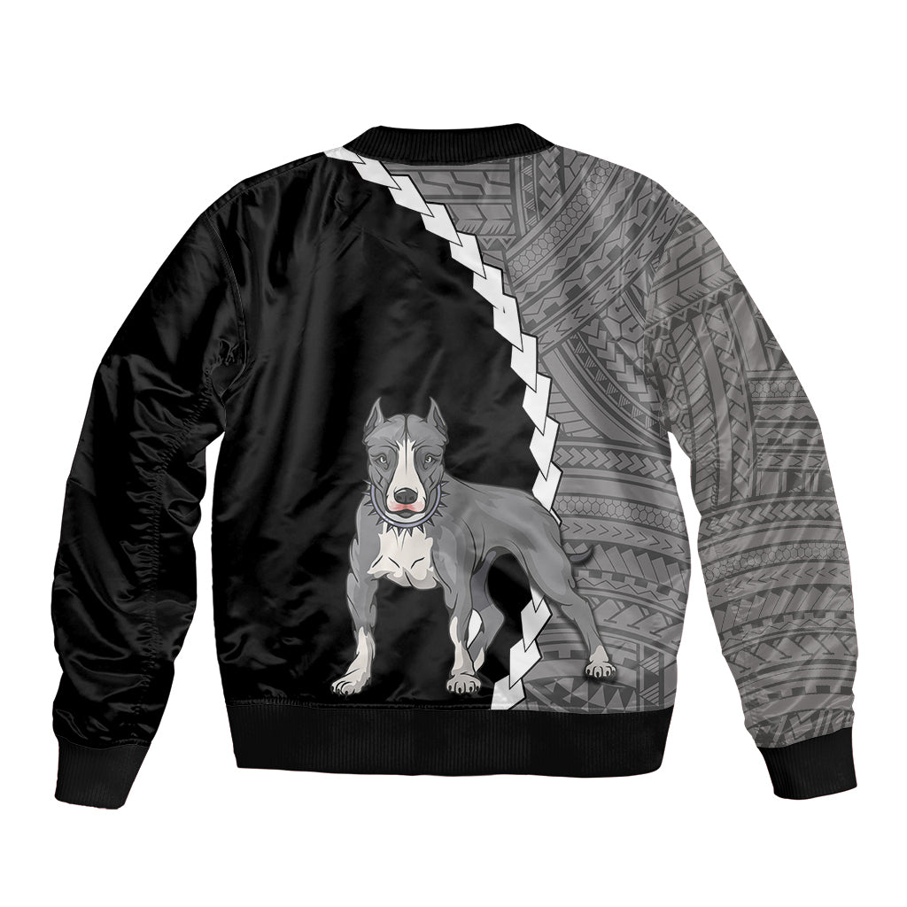 Custom Pitbull Dog Sleeve Zip Bomber Jacket With Polynesian Tribal Tattoo LT6 - Wonder Print Shop