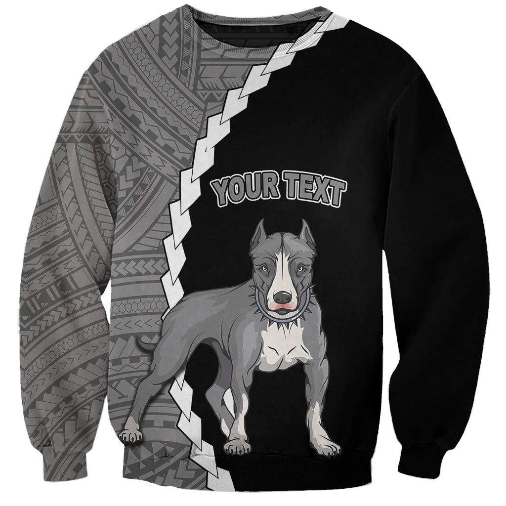 Custom Pitbull Dog Sweatshirt With Polynesian Tribal Tattoo LT6 - Wonder Print Shop