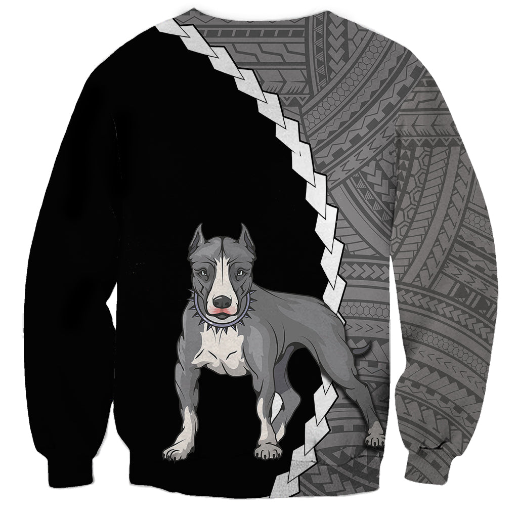 Custom Pitbull Dog Sweatshirt With Polynesian Tribal Tattoo LT6 - Wonder Print Shop